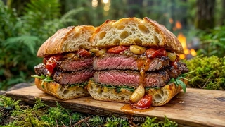 آموزش پخت ساندویچ استیک رستورانی با نان چیاباتا و سس مخصوص سیر و مایونز در خانه