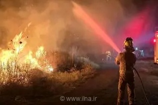 عملیات ضربتی آتش‌نشانان کرجی در مرز مهران؛ نجات پارکینگ زائران از حریق گسترده علفزار