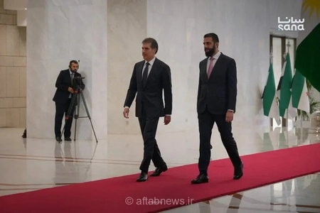 دیدار مهم در دمشق؛ رایزنی رئیس موقت سوریه با نیچروان بارزانی برای تقویت همکاری‌های اقتصادی و منطقه‌ای