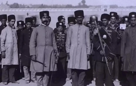 تصویری از گروه موسیقی نظامی در دوران ناصرالدین شاه