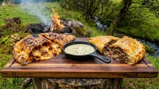 کالزونه پنیری غول‌پیکر در دل جنگل: تجربه‌ای متفاوت از آشپزی