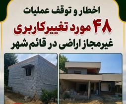 توقف 48 مورد تغییر کاربری غیرمجاز اراضی کشاورزی در قائم‌شهر