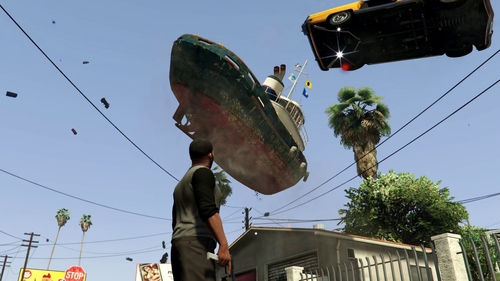 در GTA 5 می‌توان جت‌های غول‌پیکر و قایق‌ها را از آسمان فراخواند
