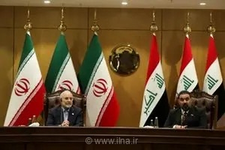 دیدار رئیس مجلس ایران با رئیس مجلس عراق در بغداد