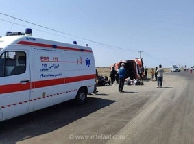 واژگونی اتوبوس در محور سبزوار-نیشابور ۴۶ مصدوم بر جای گذاشت