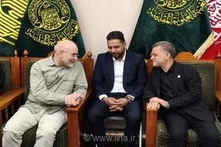 دیدار رئیس مجلس با مسئولان حرم امیرالمؤمنین(ع) در عراق