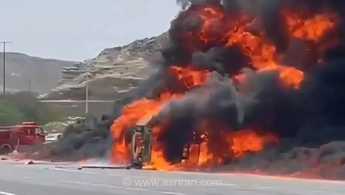 مهار آتش‌سوزی تانکر سوخت در محور چابهار به دشتیاری؛ حادثه خسارت جانی نداشت