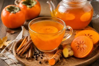 چای خرمالو با عطر زنجبیل و دارچین: نوشیدنی پاییزی با خواص درمانی