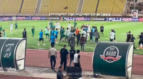درگیری شدید بازیکنان شمس آذر و آلومینیوم پس از پیروزی آلومینیوم در لیگ
