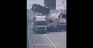 تصادف مرگبار کامیون‌ها در لهستان؛ یک خودرو به هوا پرتاب شد