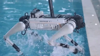 نمایش توانایی ربات چهارپای چینی MAXHUB X1 در محیط آبی