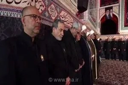 حضور قالیباف و عراقچی در مراسم خطبه‌خوانی شهادت امام رضا (ع) در حرم رضوی