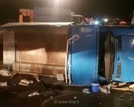 واژگونی مرگبار وانت نیسان در جاده رشت به لاهیجان؛ راننده جان باخت