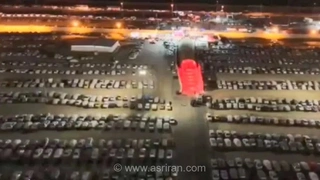 نمای هوایی از پارکینگ بزرگ شلمچه؛ استقرار ۴۰ هزار خودرو با پایش ۲۴ ساعته برای امنیت زائران اربعین
