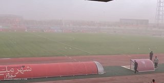 شن و طوفان در ورزشگاه شهر بابک پیش از بازی با پرسپولیس