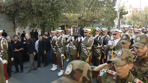 تشییع پیکر پدر شهید سپهبد موسوی در قم