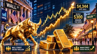 گاوها وال استریت را اشغال کردند | قیمت طلا در آستانه فتح ایستگاه ۴۵۰۰ دلار |  طلا هفته را حدود ۳۰۰ دلار بالاتر به پایان رساند