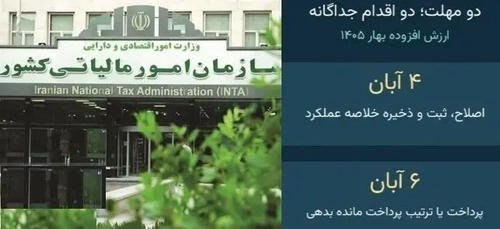 مهلت اصلاح عملکرد مالیات بر ارزش افزوده بهار ۱۴۰۵ تا پایان امروز