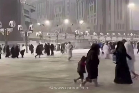بارش شدید باران در مکه؛ آب‌گرفتگی مسیر زائران و انتقال بانوان به مناطق امن