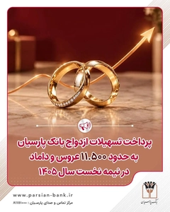 پرداخت تسهیلات ازدواج به ۱۱ هزار و ۵۰۰ زوج توسط بانک پارسیان
