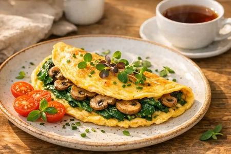 املت رژیمی با قارچ و اسفناج