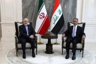 دیدار رئیس مجلس ایران با رئیس شورای عالی قضایی عراق در بغداد