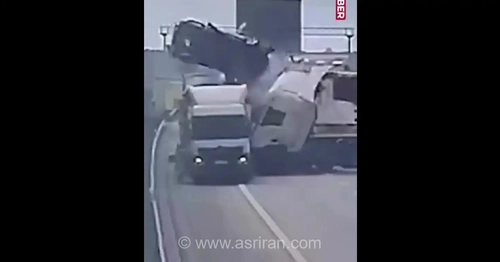 تصادف مرگبار کامیون‌ها در لهستان؛ یک خودرو به هوا پرتاب شد