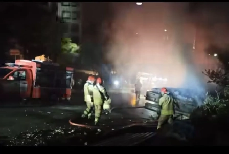 انفجار و آتش‌سوزی تریلر میلگرد در کرج