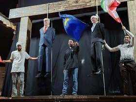 نمایش نمادین اعدام ترامپ و نتانیاهو در میدان انقلاب تهران