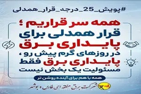 دعوت برق منطقه‌ای فارس و بوشهر به همراهی مردم برای پایداری شبکه برق