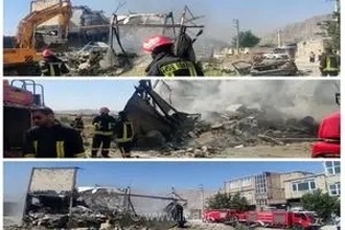 مهار آتش‌سوزی گسترده مغازه اوراقی خودرو در محله کرناچی کرمانشاه