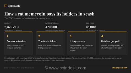 میم‌کوین گربه‌ای به دارندگان خود 2.8 میلیون دلار به صورت Zcash پرداخت کرده در حالی که قیمت ZEC از 1200 دلار فراتر رفته است