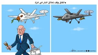 کاریکاتور درباره نتانیاهو و توافق آتش‌بس غزه